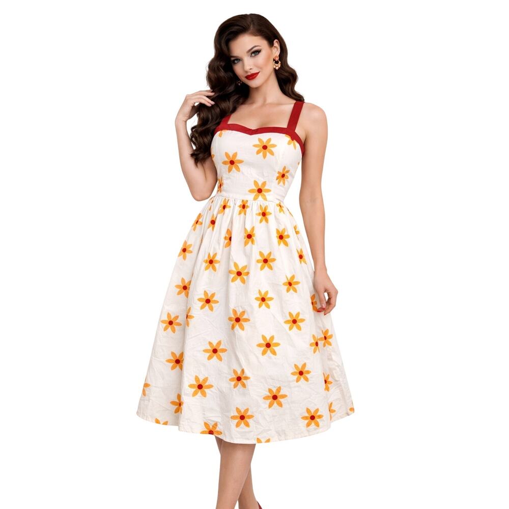 Elvgren by Tatyana Bettie Page Daisy Dress S Pinup Retro Rockabilly Fit Flare